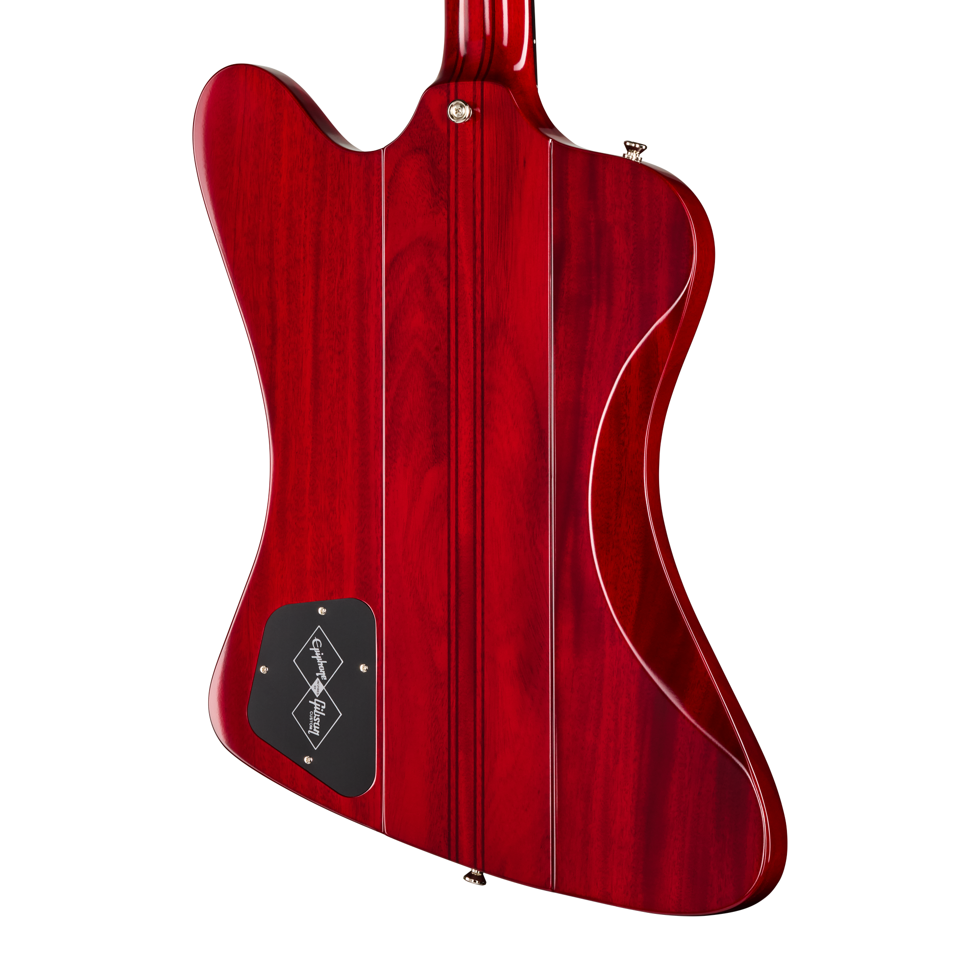 E-Gitarre, roter Korpus, Holzmaserung, Hochglanzlack, Korpusbinding